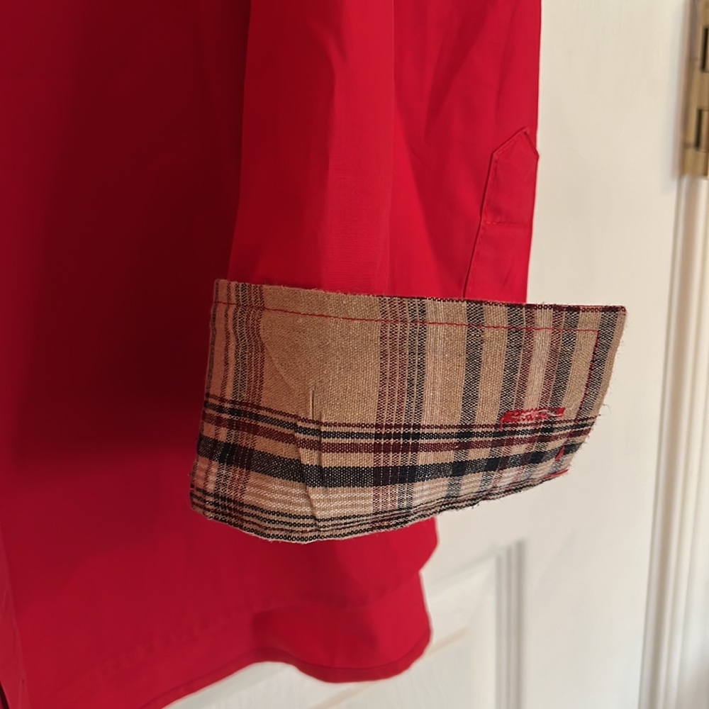 Coofandy men’s Red boho shirt‎ with plaid coltans cuffs like new condition - Picture 5 of 6